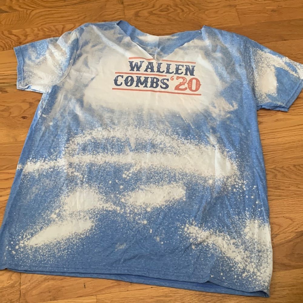 Wallen Combs 20 Country Music Bleached Acid Wash Graphic TShirt Blue Unisex XL